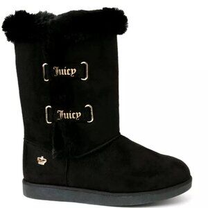 Juicy Couture Slip On Faux Sued Winter Snow Boots with Insulated Faux Fur Lining